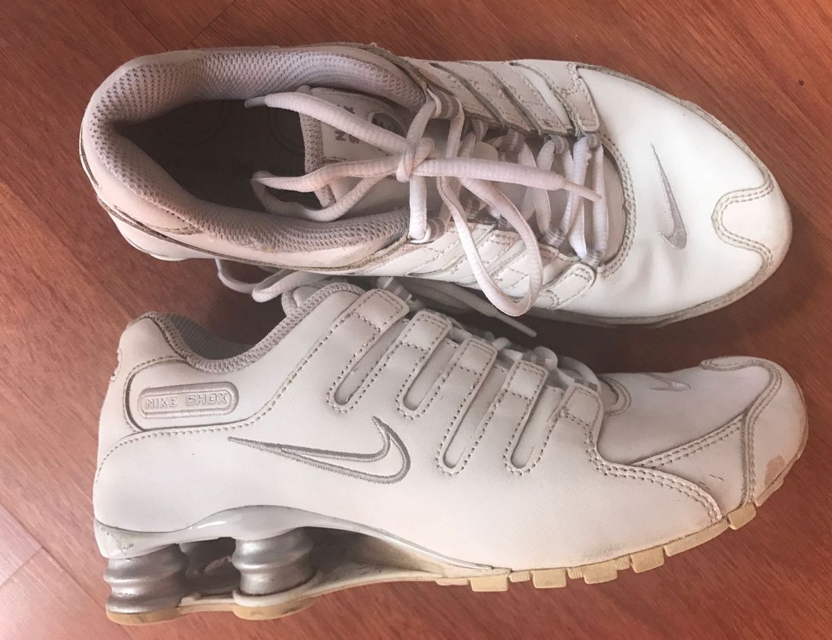 nike shox branco couro