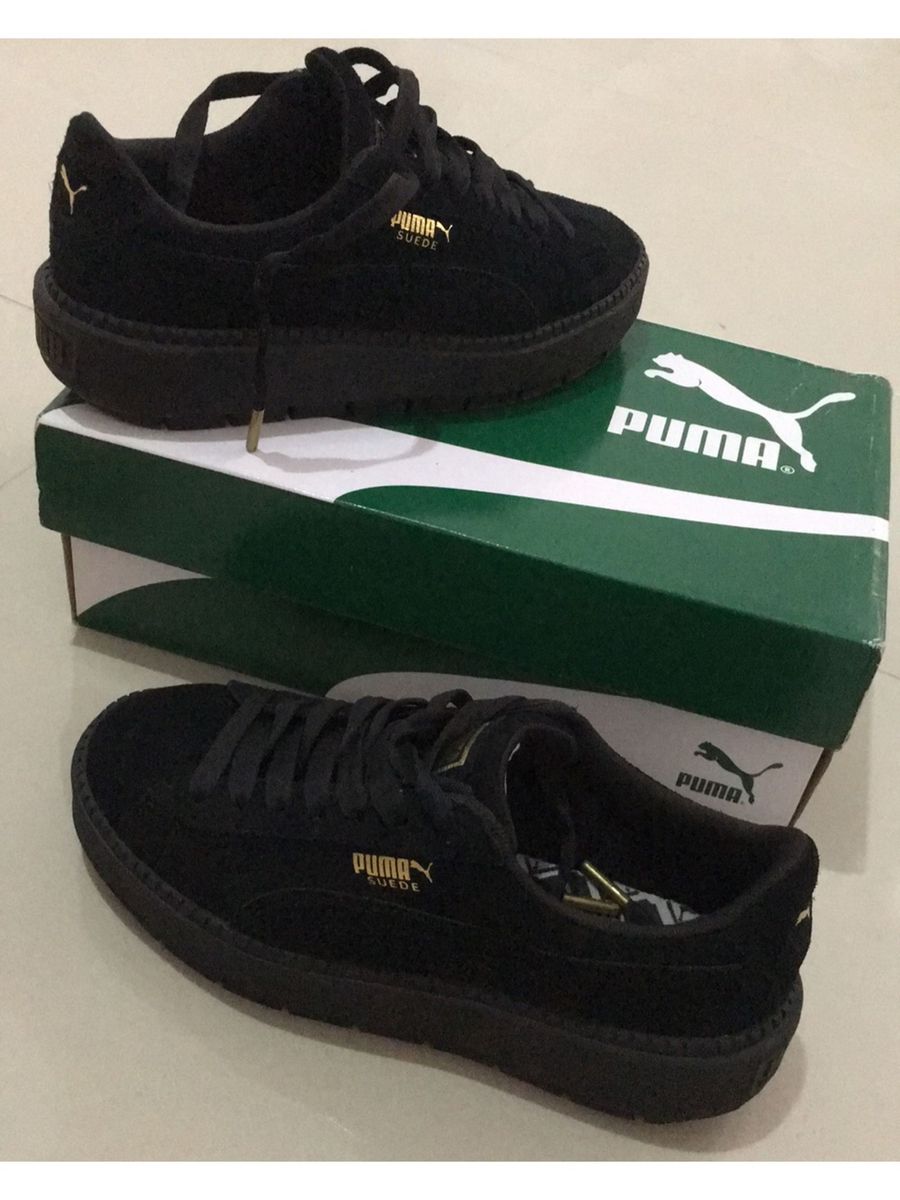 puma suede platform preto