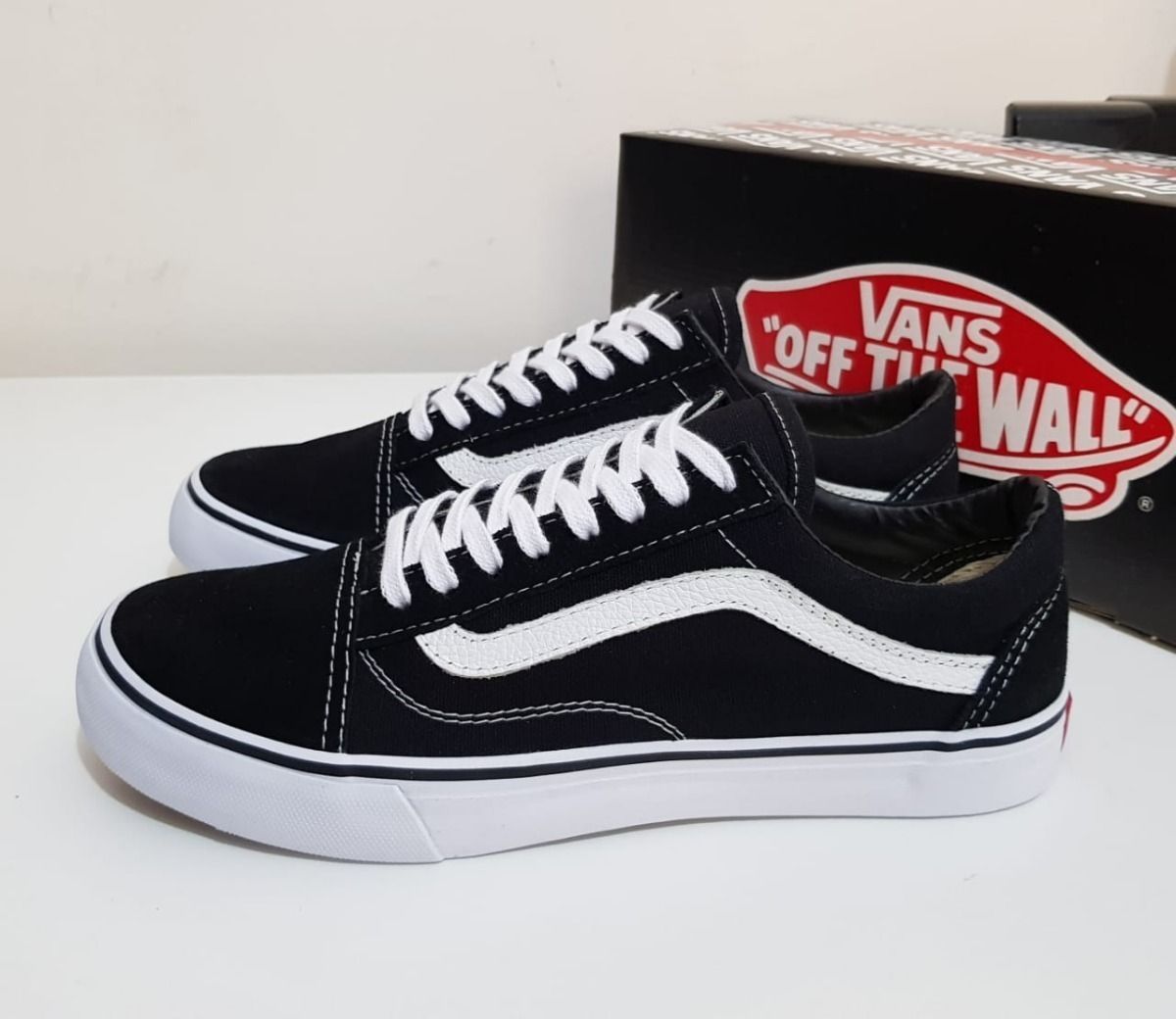 tenis vans old skool branco e preto