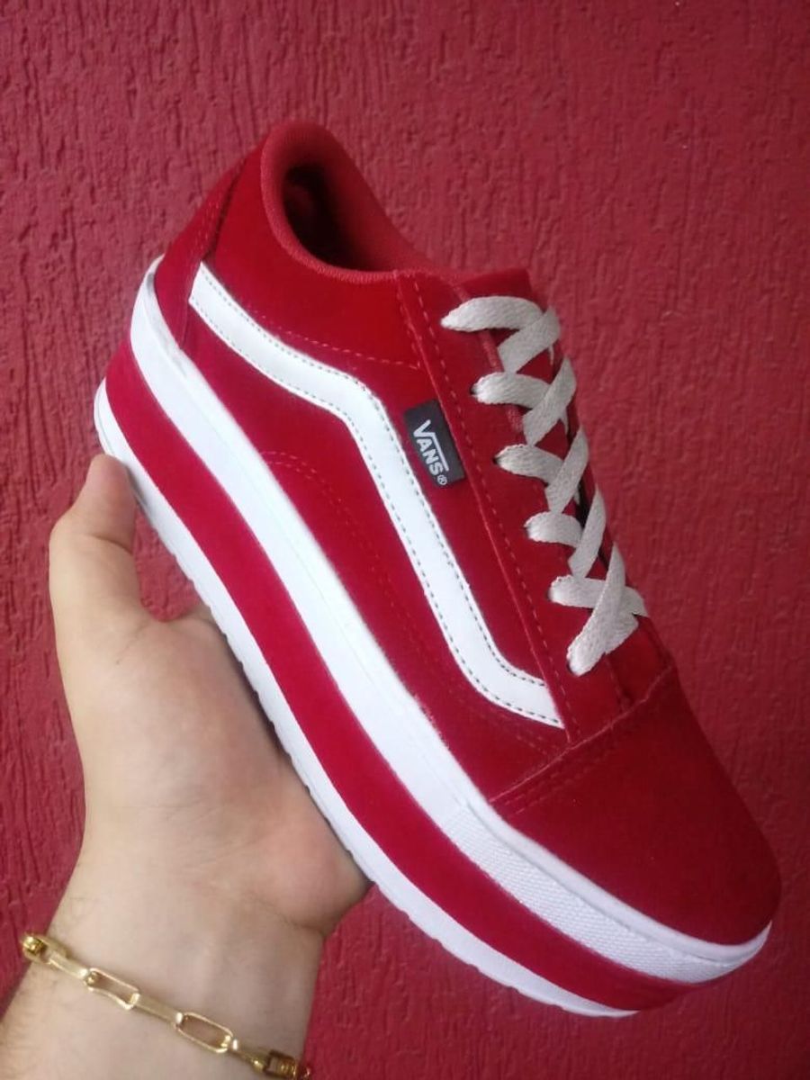 vans branco e vermelho