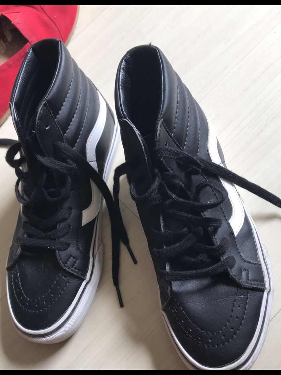 tenis vans cano alto couro