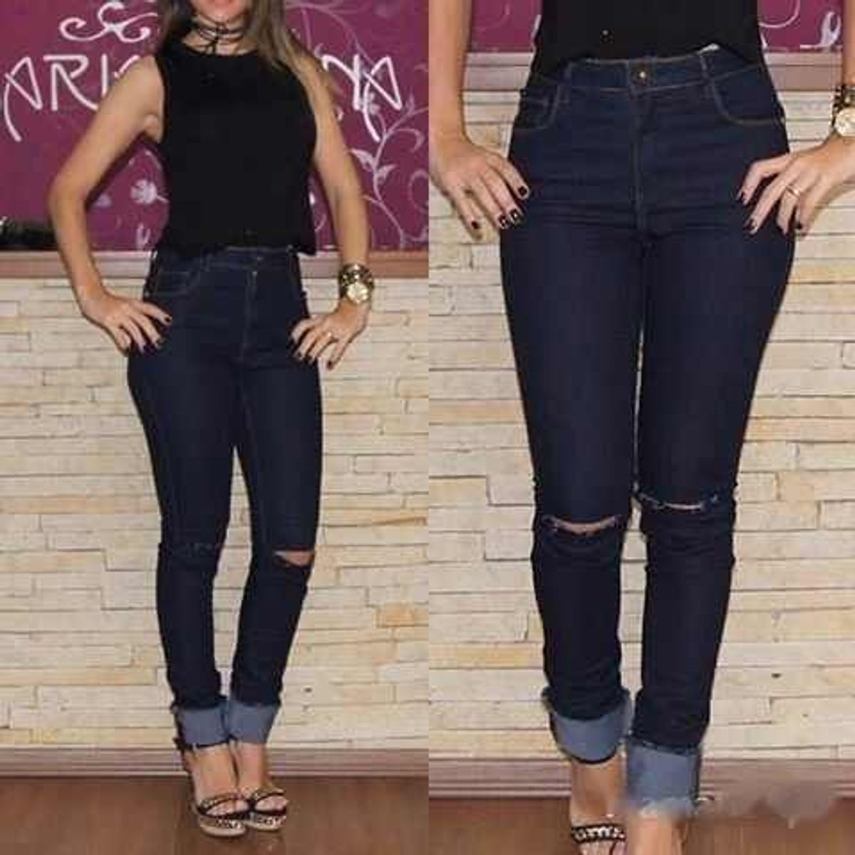 calça jeans azul marinho feminina