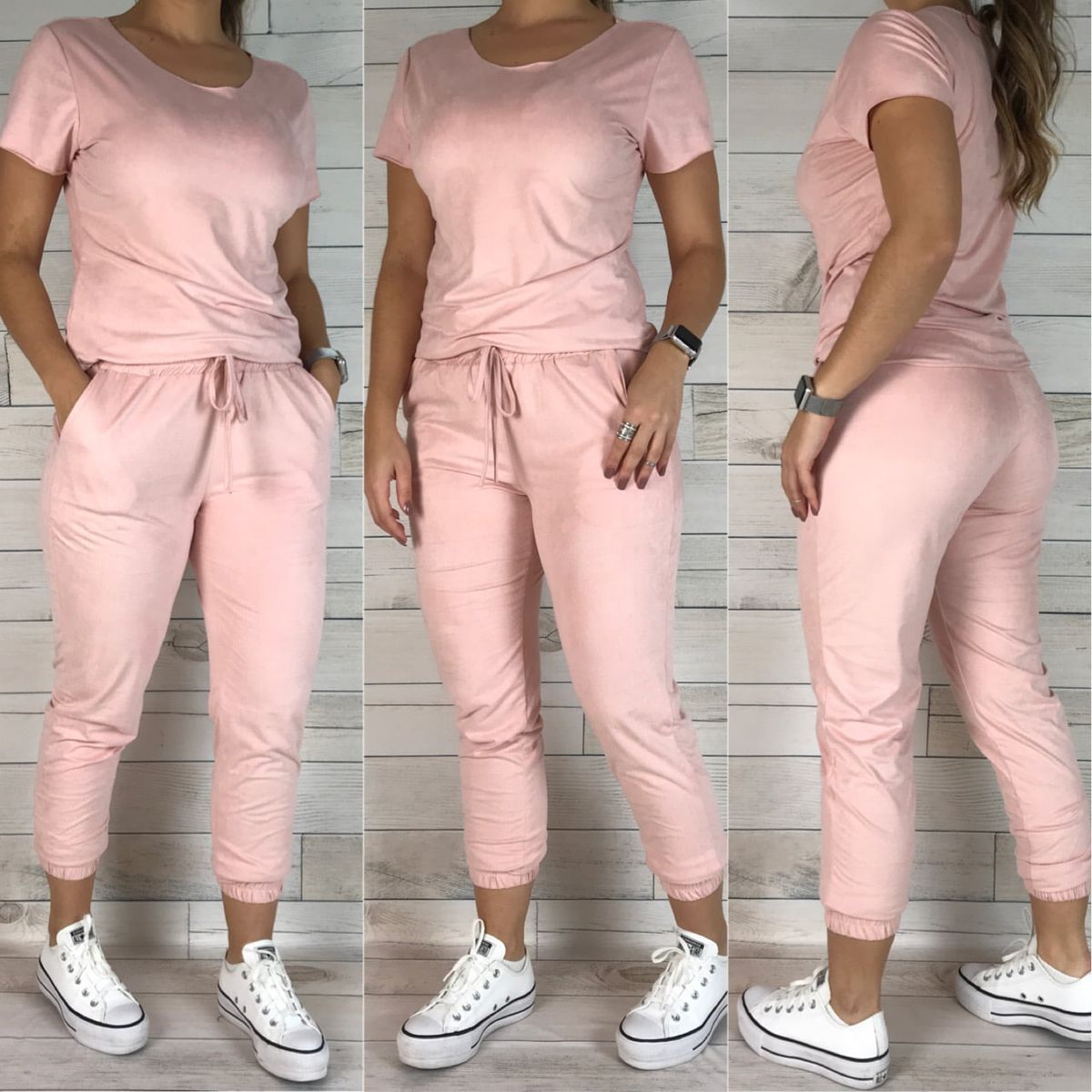 calça jogger feminina suede