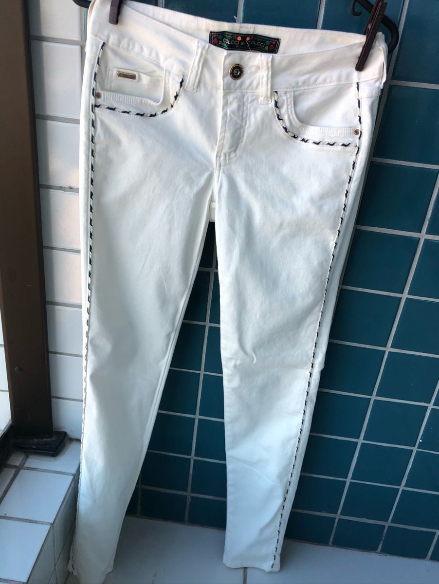 calça jeans feminina branca colcci