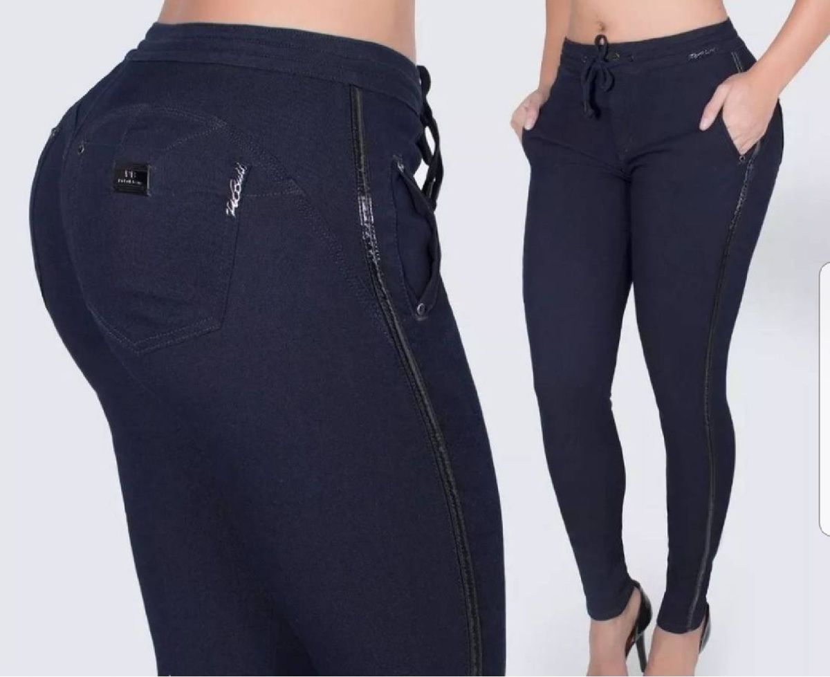 calça jeans moletinho feminina