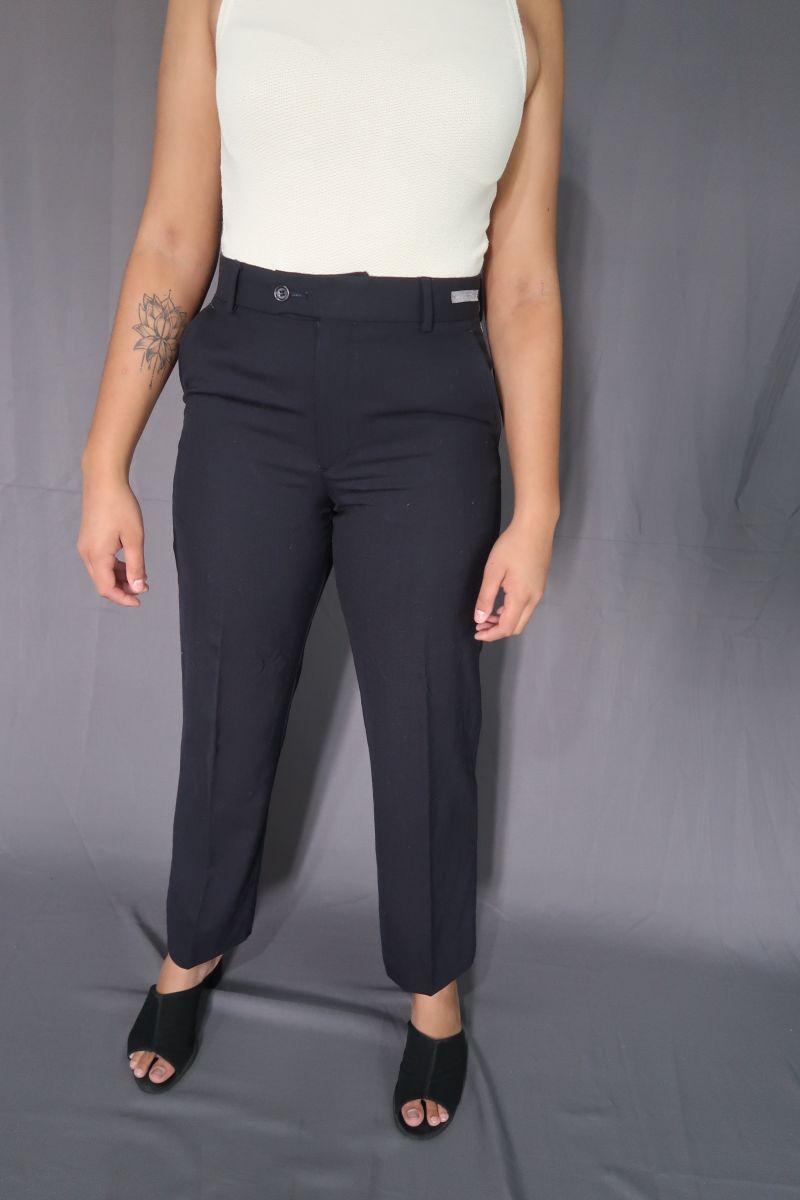 calça alfaiataria azul marinho feminina