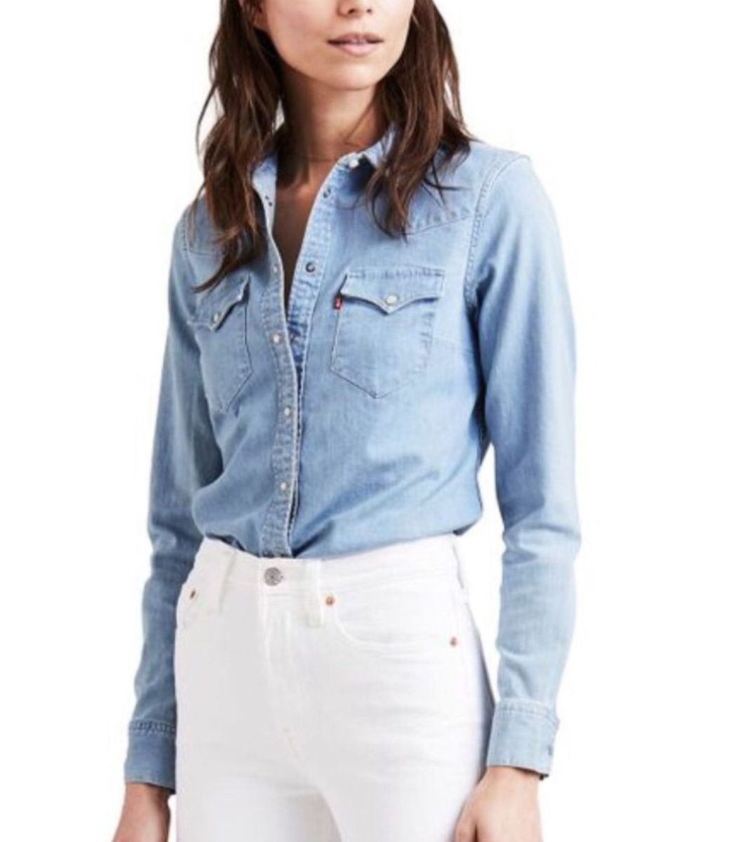 camisa jeans levis feminina