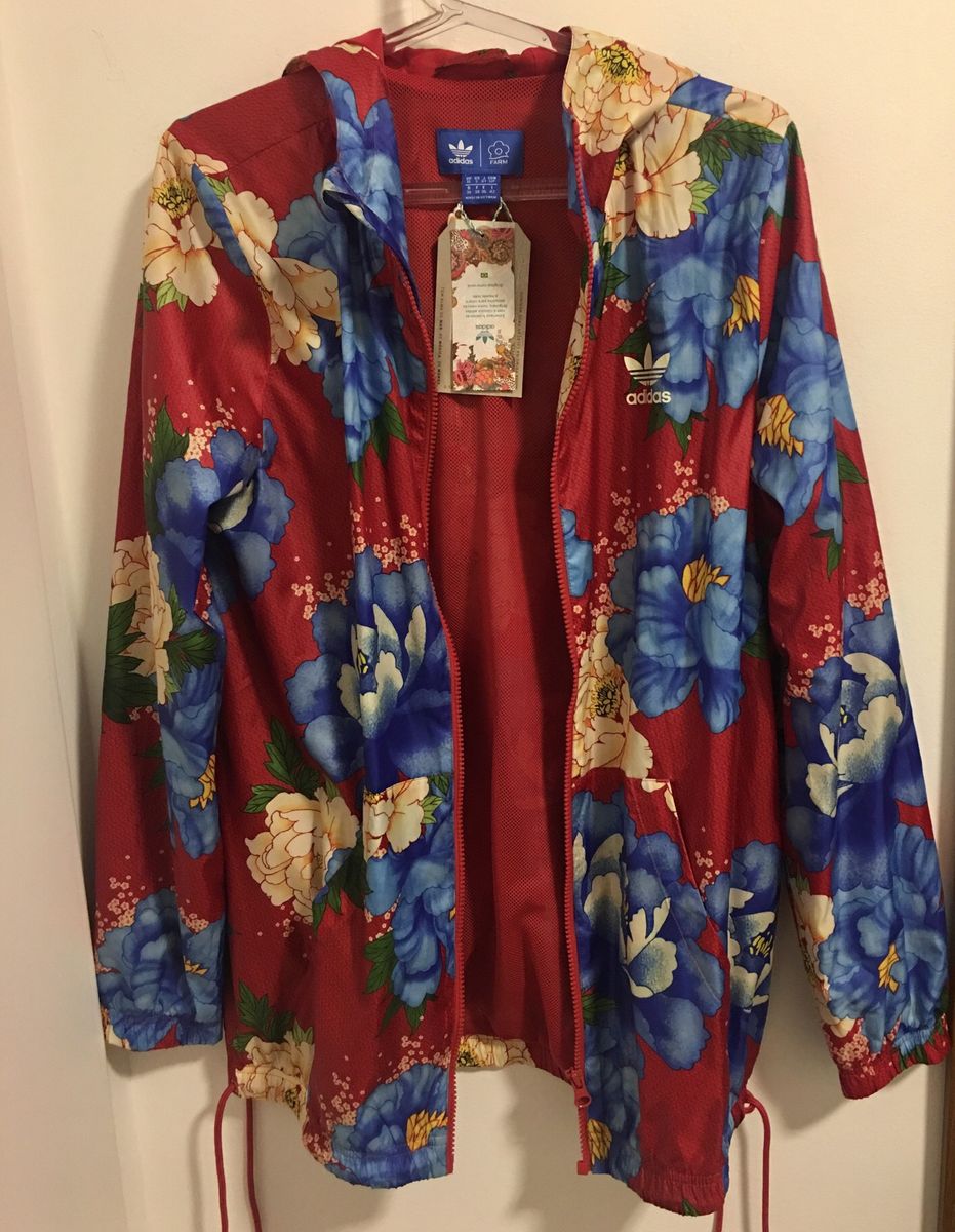 corta vento floral adidas