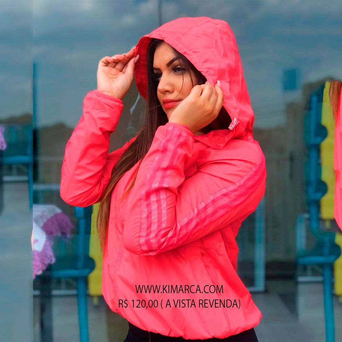 jaqueta corta vento adidas feminina rosa preta impermeável