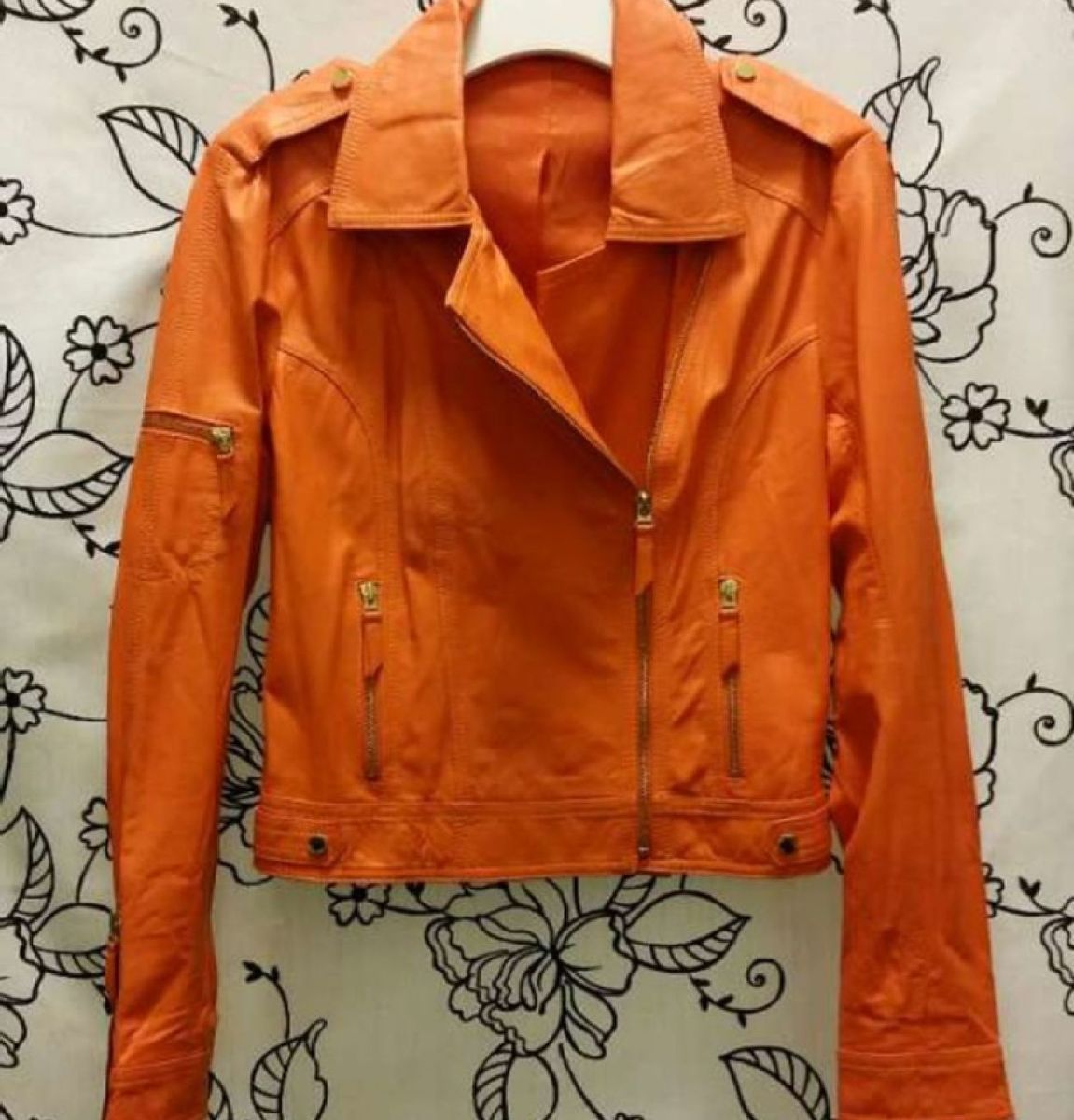 jaqueta de couro feminina m officer