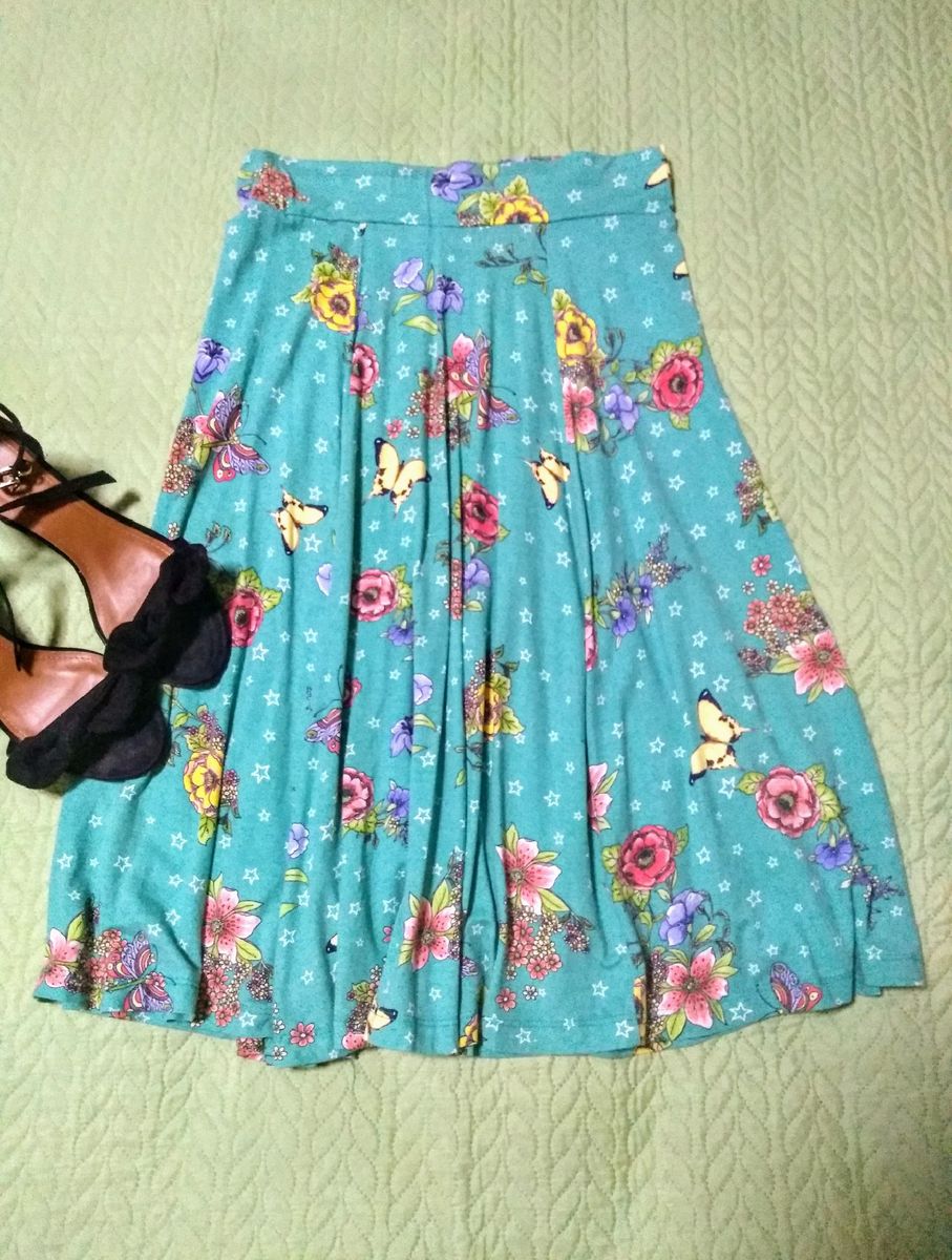 saia midi floral rodada