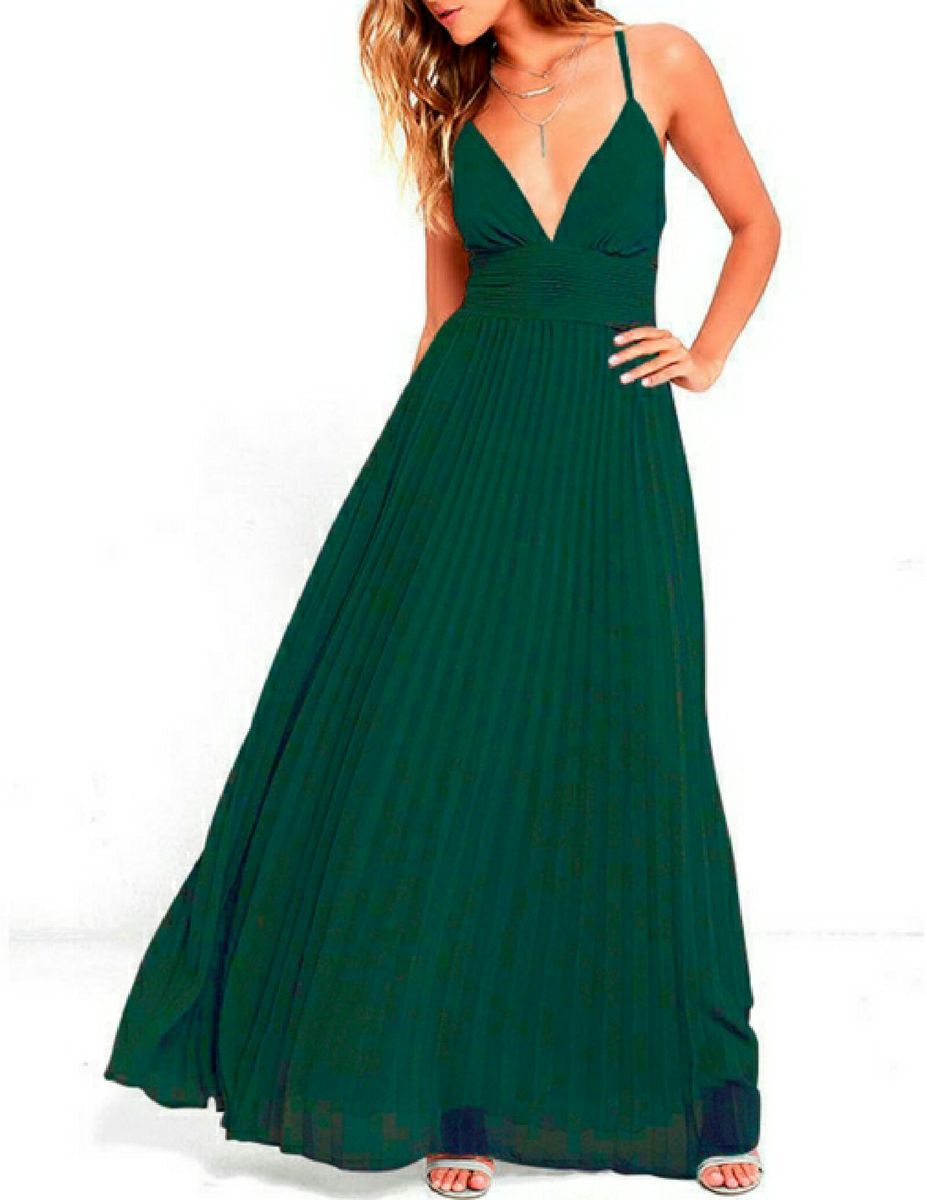vestido verde esmeralda longo