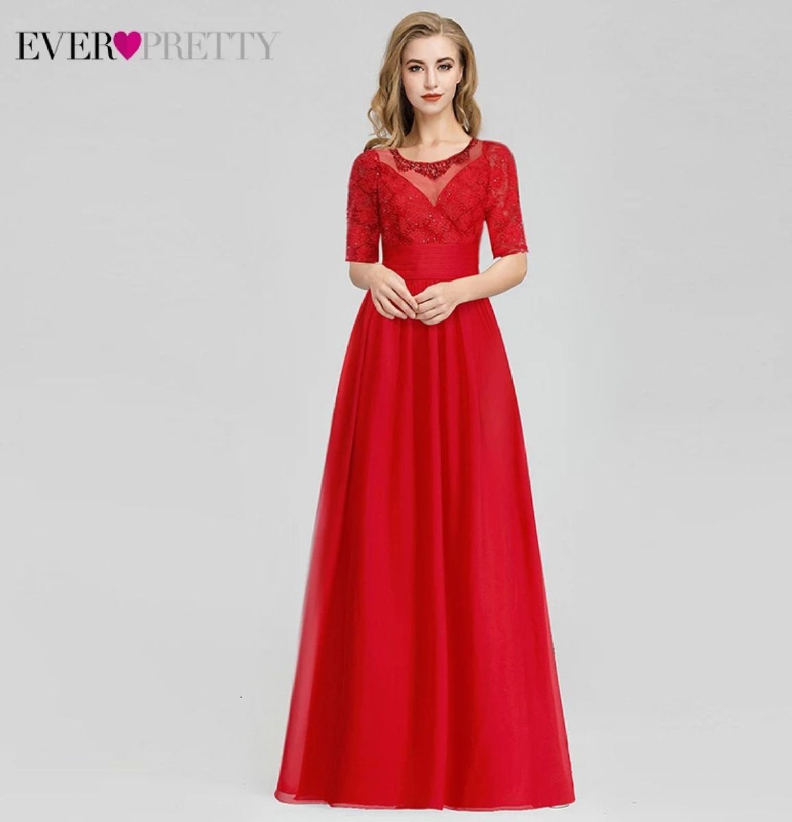 vestido de madrinha vermelho com manga