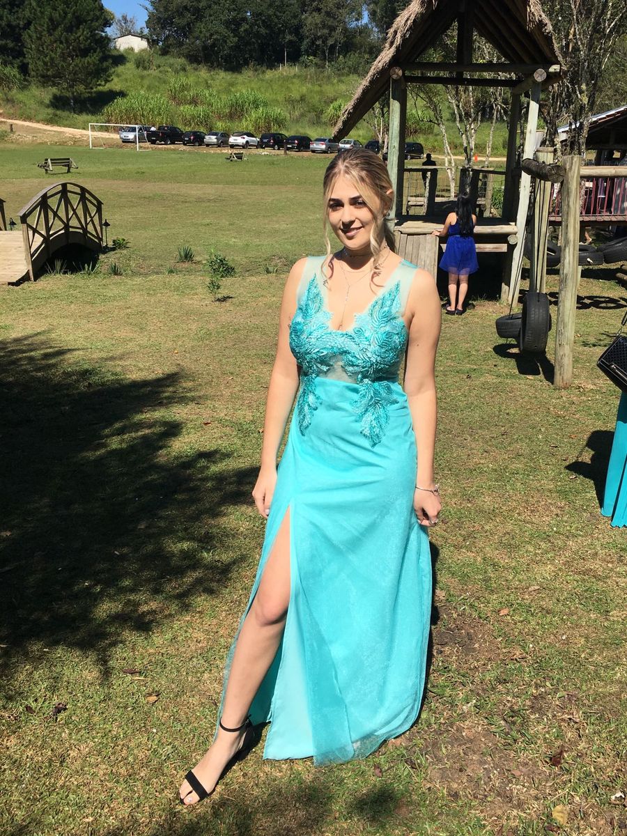 sandalia para vestido azul tiffany