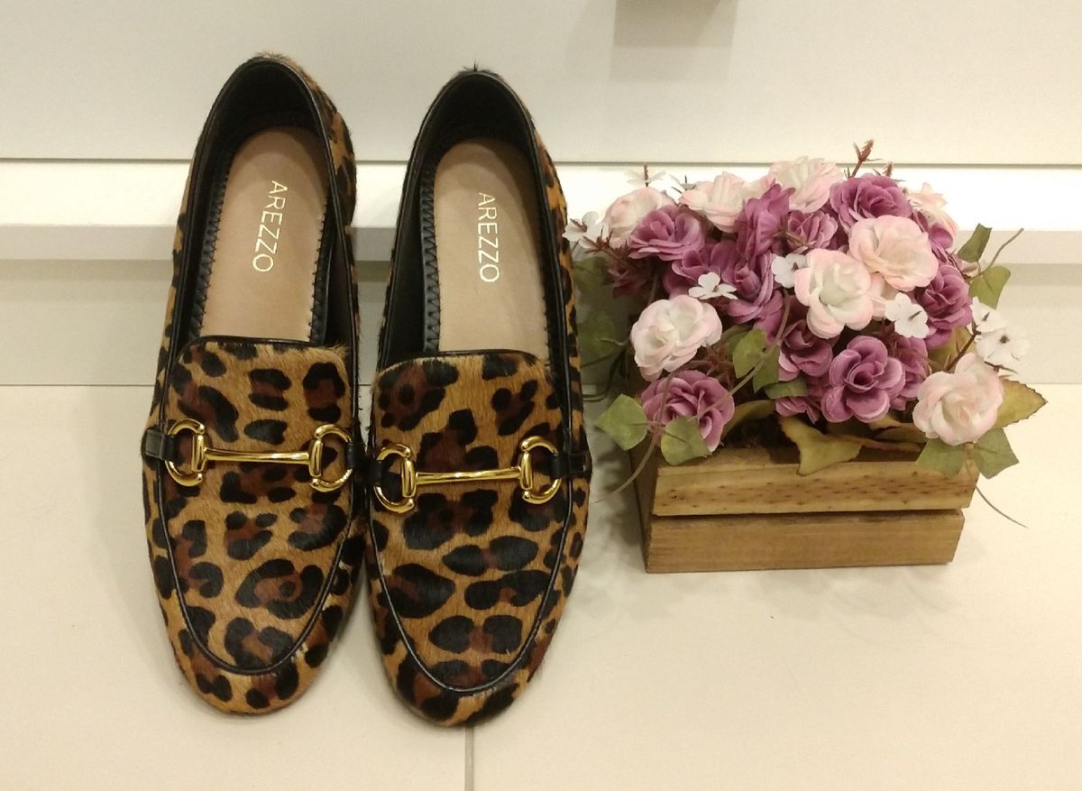 mocassim feminino animal print