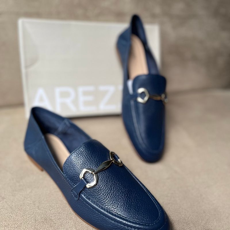 Mocassim Arezzo Azul Novo 39 Sapato Feminino Arezzo Nunca Usado