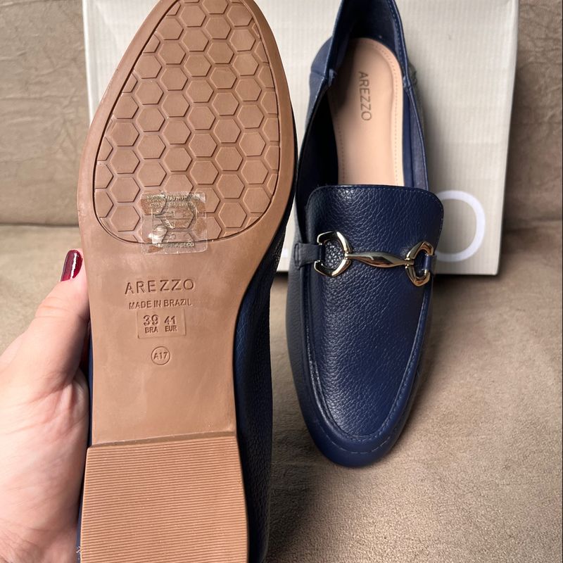 Mocassim Arezzo Azul Novo 39 Sapato Feminino Arezzo Nunca Usado