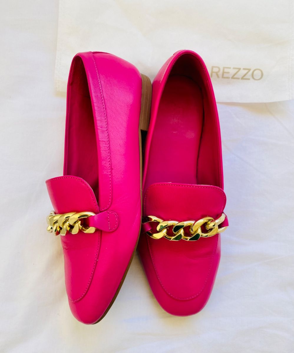 Mocassim Arezzo Couro 37 Pink Sapato Feminino Arezzo Usado