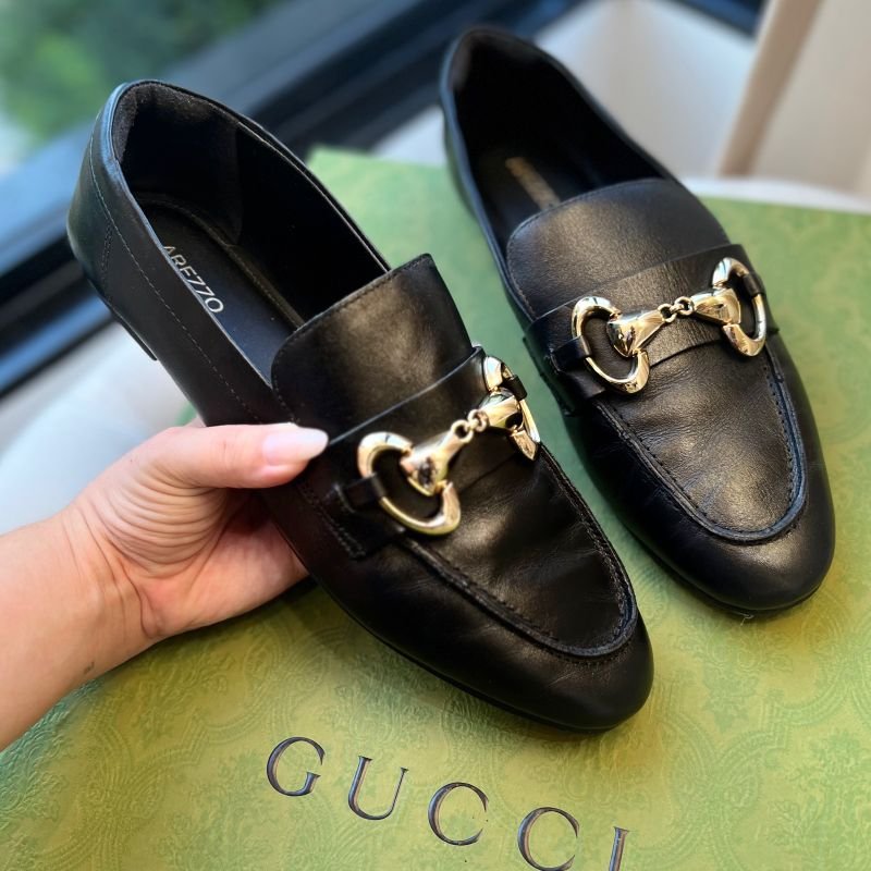 Mocassim Arezzo Couro Preto Sapato Feminino Arezzo Usado