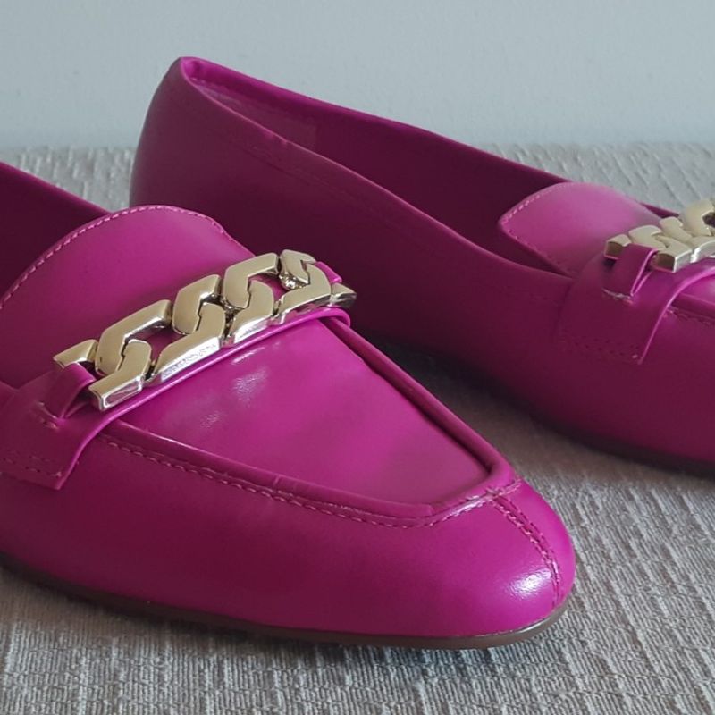 Mocassim Arezzo Rosa Pink Couro N 35 Sapato Feminino