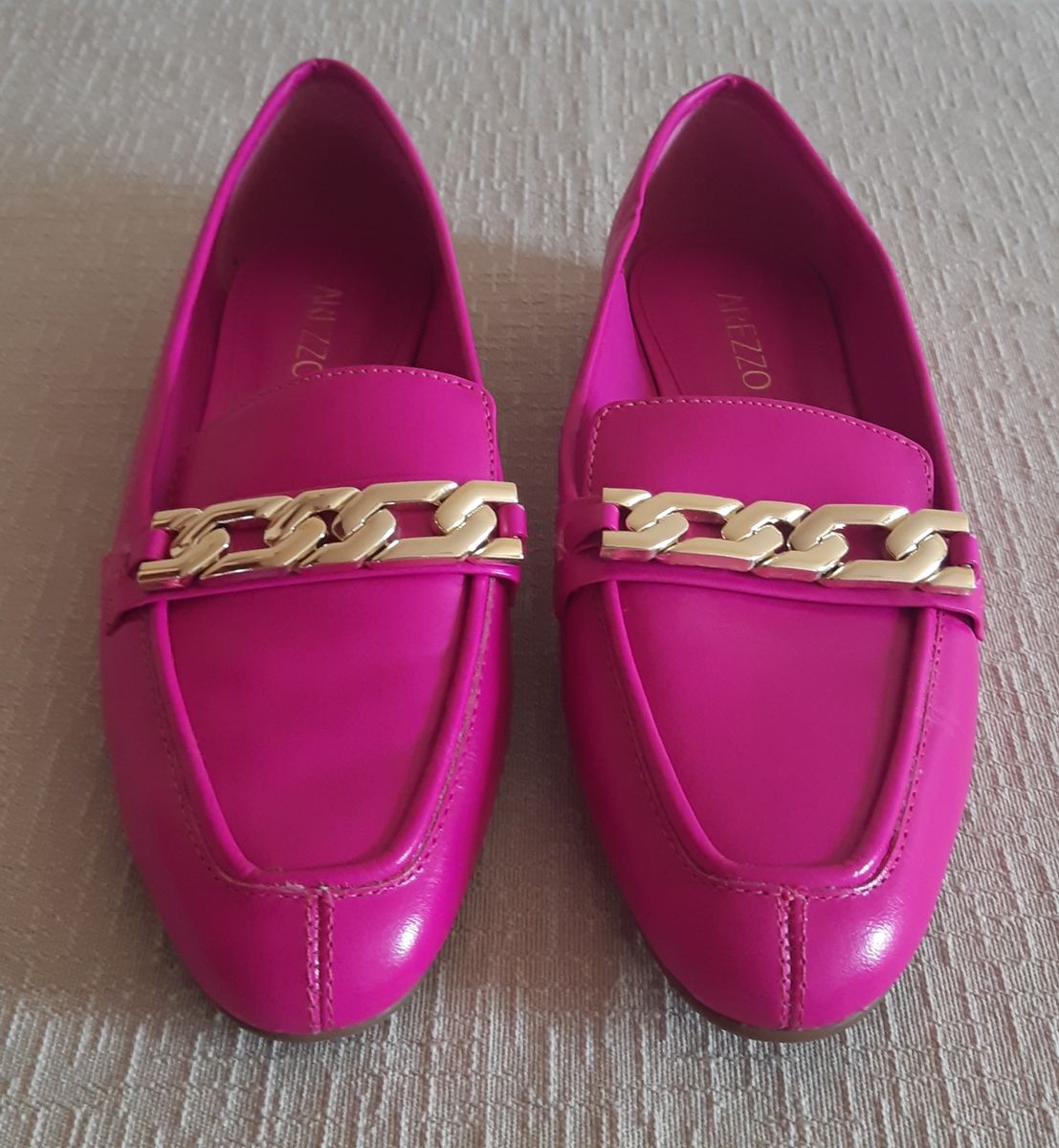 Mocassim Arezzo Rosa Pink Couro N 35 Sapato Feminino