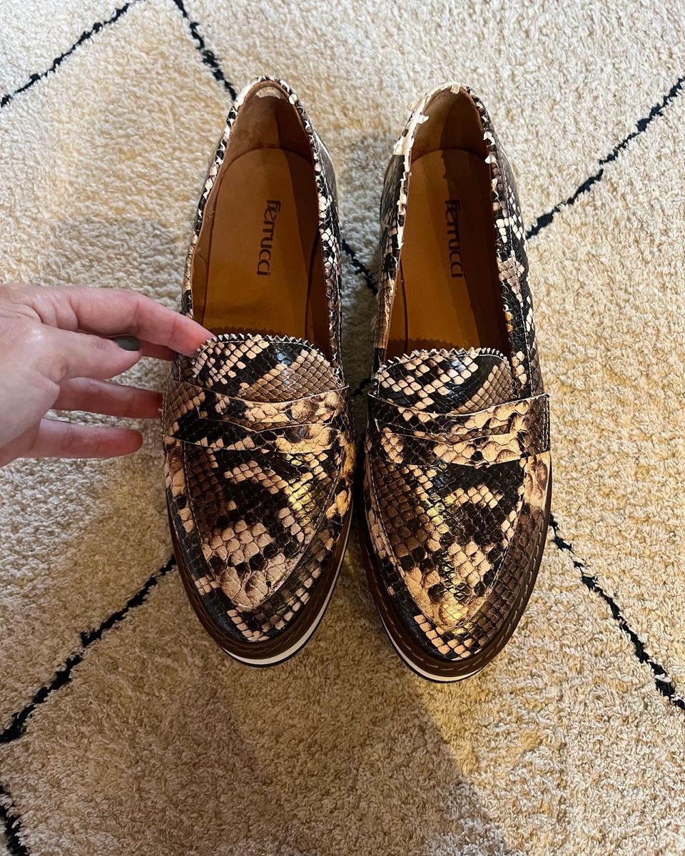 Mocassim Couro de Cobra Sapato Feminino Ferrucci Usado