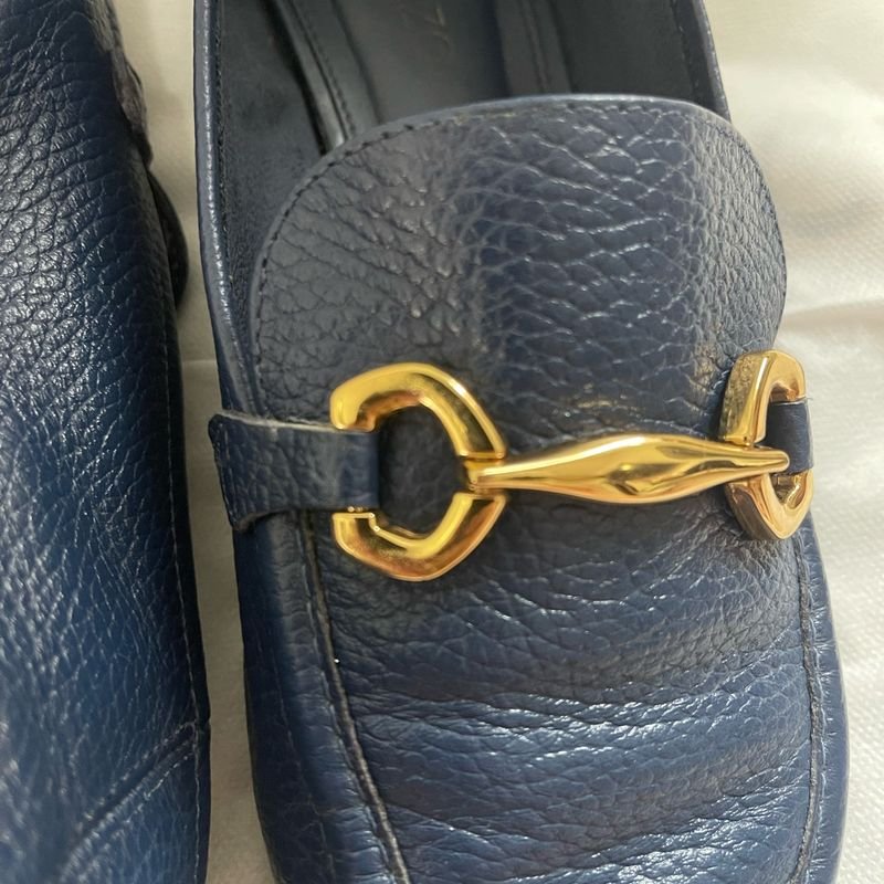 Mocassim de Couro Azul Marinho Arezzo Sapato Feminino Arezzo Usado 96077167 enjoei