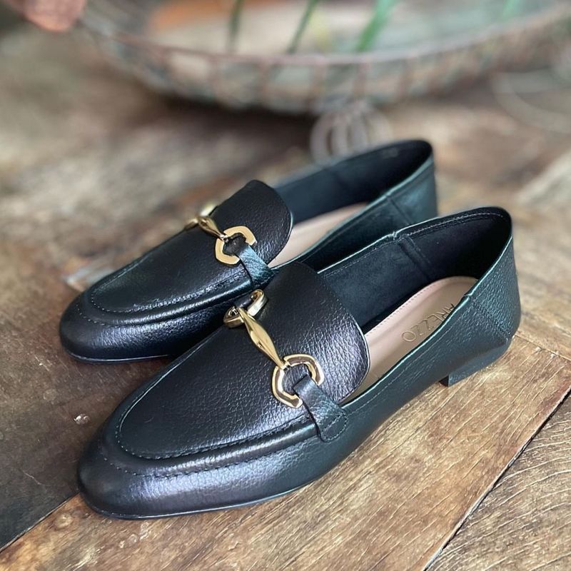 Mocassim Loafer Arezzo Preto Couro Leg timo Brid o Sapato Feminino Arezzo Nunca Usado 91041188 enjoei