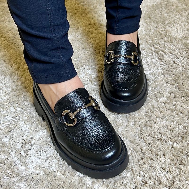 Mocassin 35 em Couro Legitimo Preto Taina Bergamo Nunca Usado 90694479 enjoei