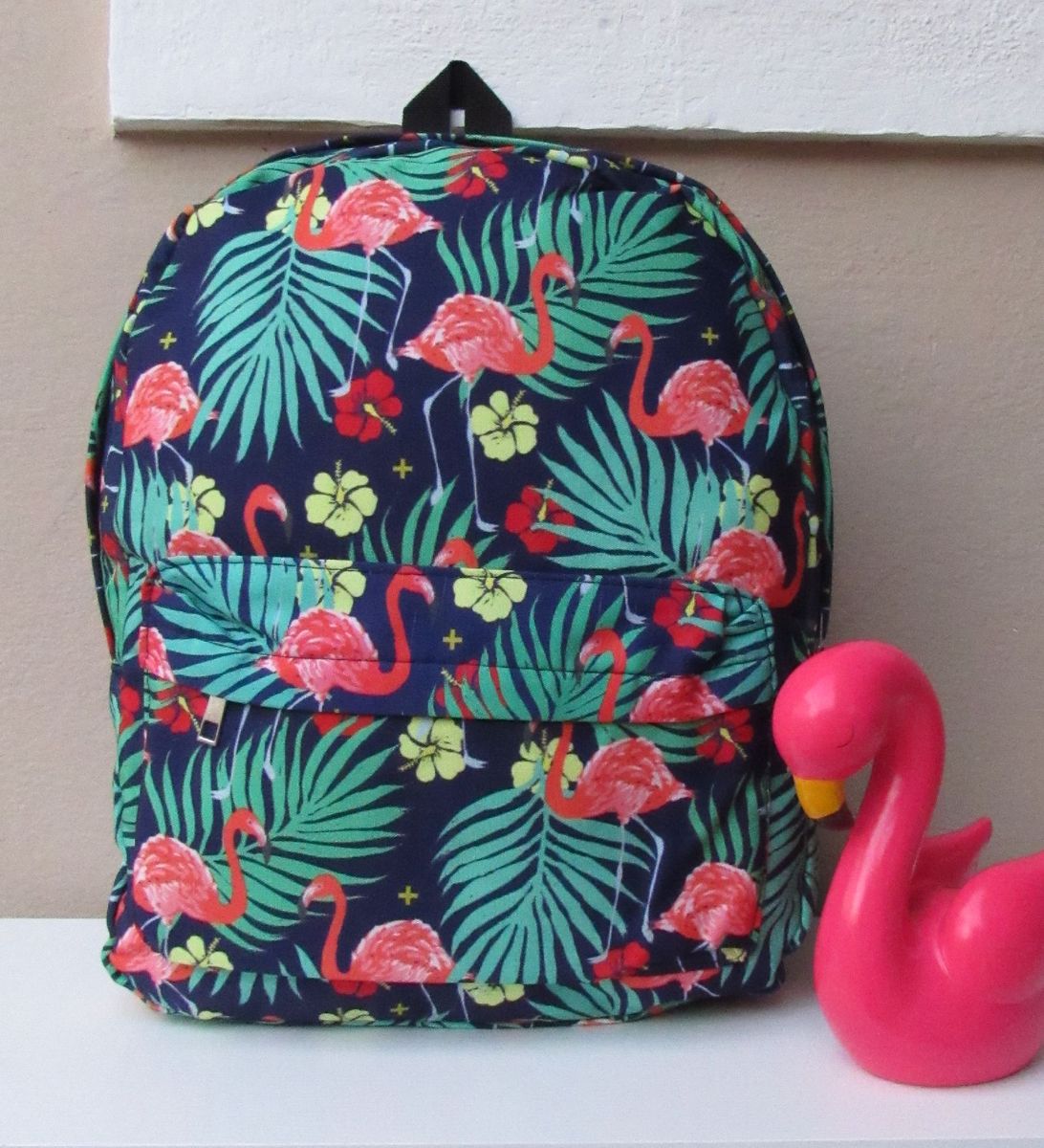 mochila jeans flamingo