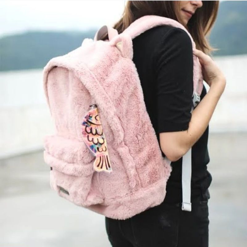 Mochila Feminina Gatinho Moow Com Orelhinhas Escolar Volta As