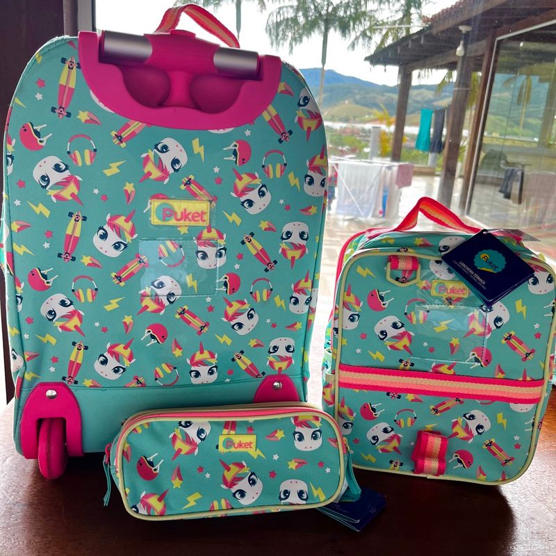 Mochila Pequena, Lancheira e Estojo Triplo Mochila Feminina Puket Usado  89303019 enjoei