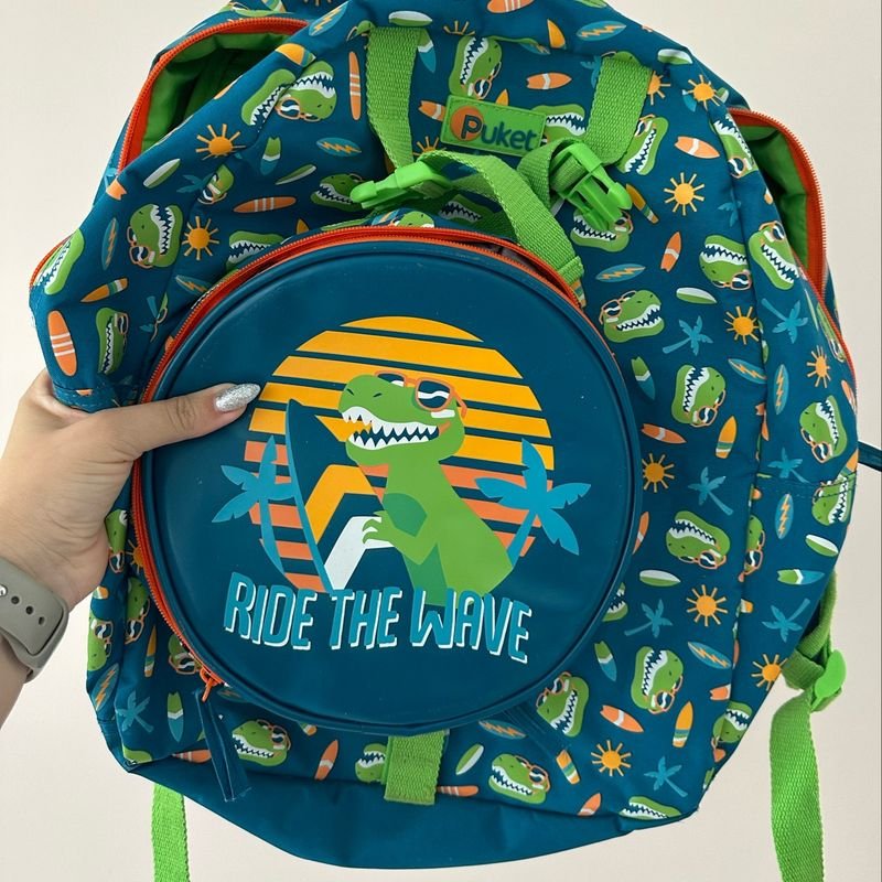 Mochila grande 2 rodinhas dino surf puket