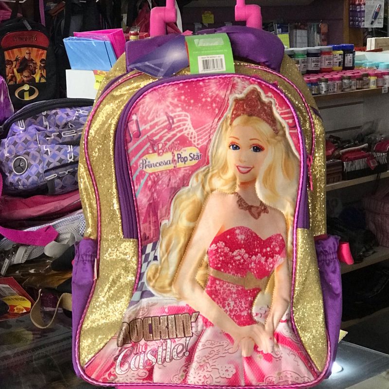 Mochila Barbie Princesa Pop Star Rodinhas Tam G Sestini