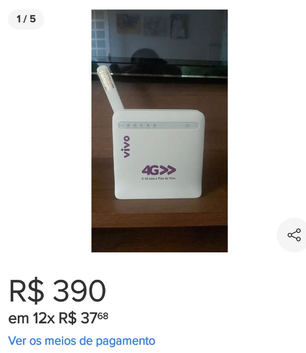 Modem Vivo Box 3g 4g Desbloqueado Móvel p/ Casa Zte Mf253l Usado