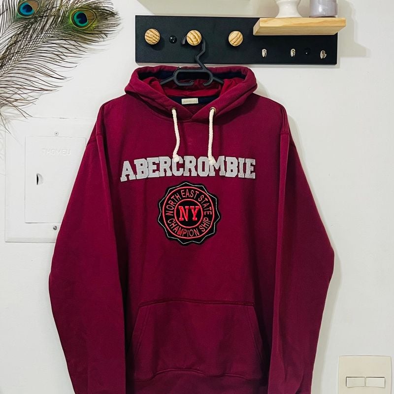 Moletom Abercrombie Vinho com Capuz Masculino e Feminino Casaco