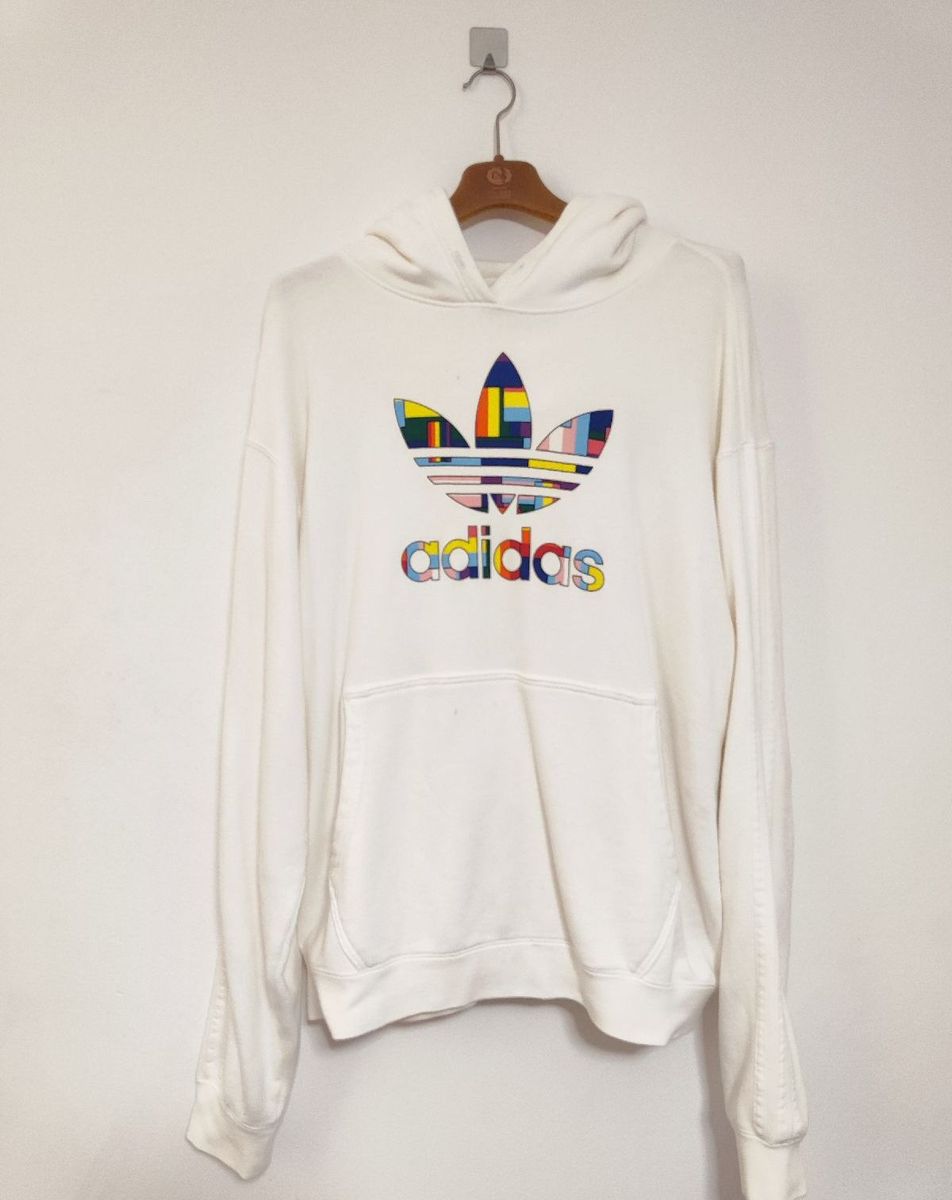 Moletom best sale branco adidas