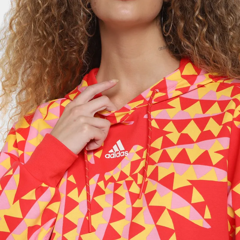 Moletom Adidas Farm C/ Capuz Feminino Vermelho+Amarelo Adidas