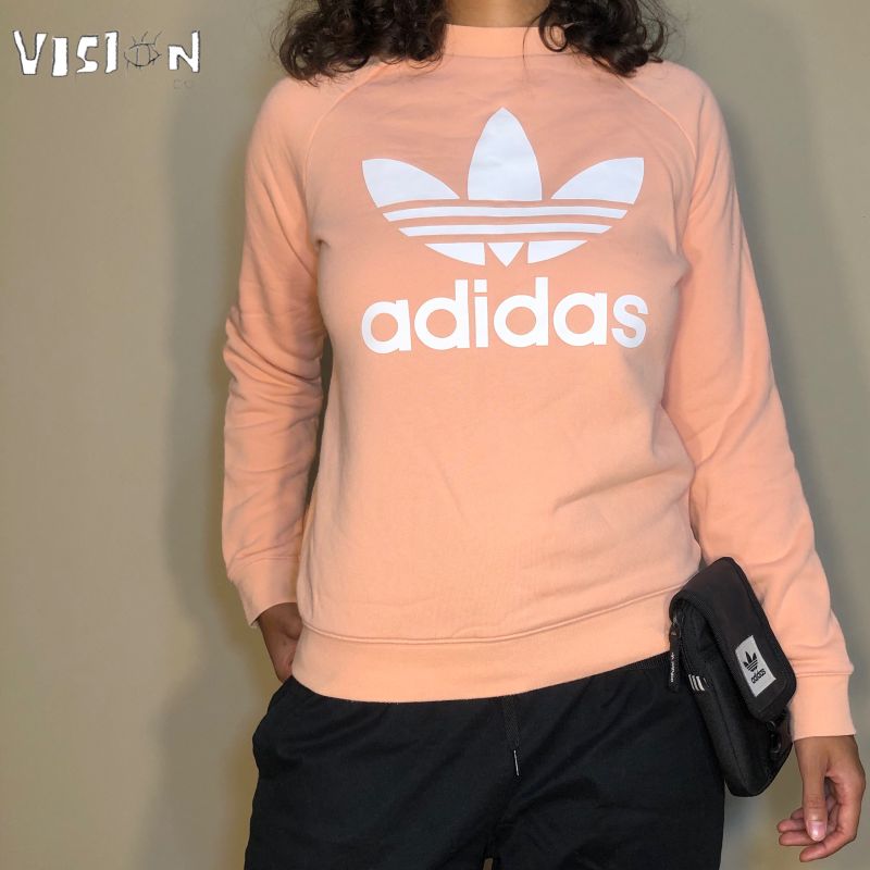 Moletom Adidas Trefoil Salmão Blusa Feminina Adidas Usado