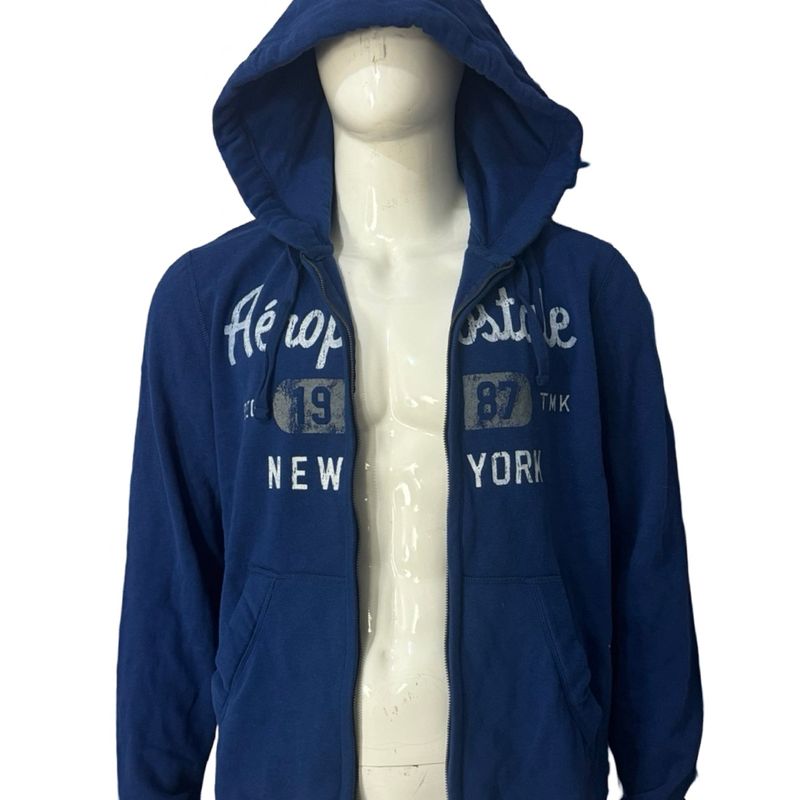 Moletom Aeropostale Masculino Ziper New York Cor Marinho Veste Xl