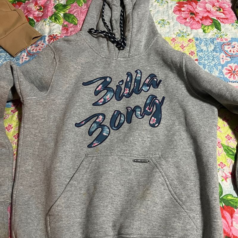 Moletom Billabong Tamanho P Cinza Blusa Feminina Billabong Usado