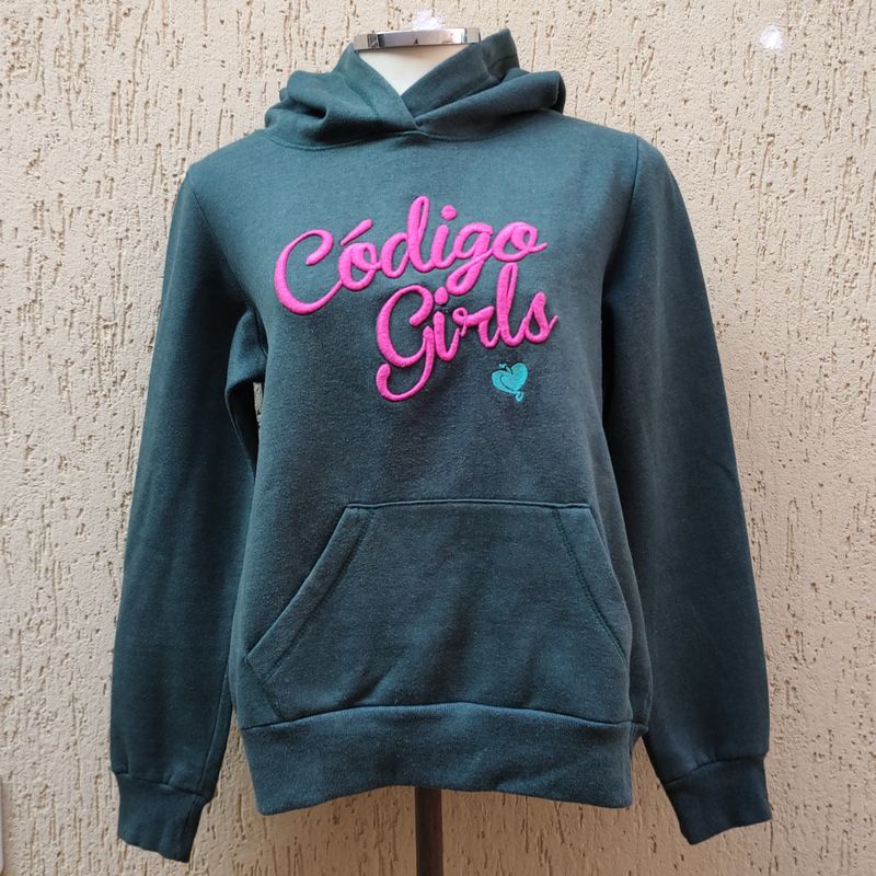 Moletom Canguru Código Girls Tam: M Verde e Rosa Feminino