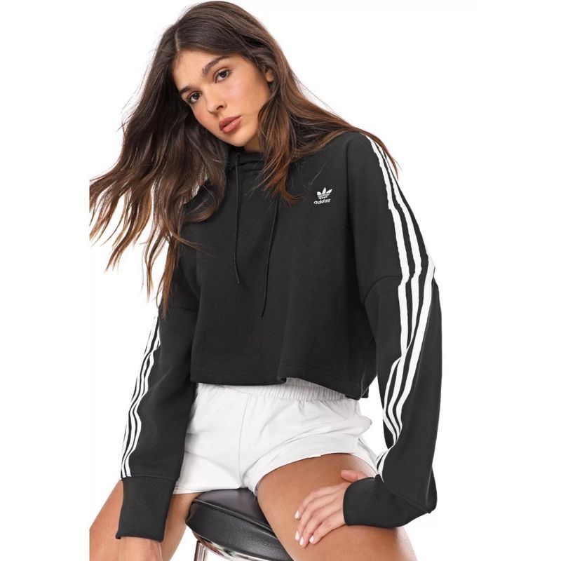 Moletom preto best sale adidas feminino