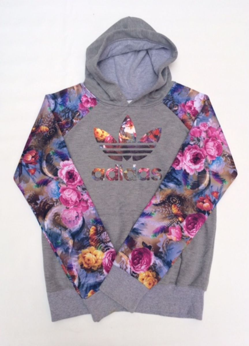 moletom floral adidas