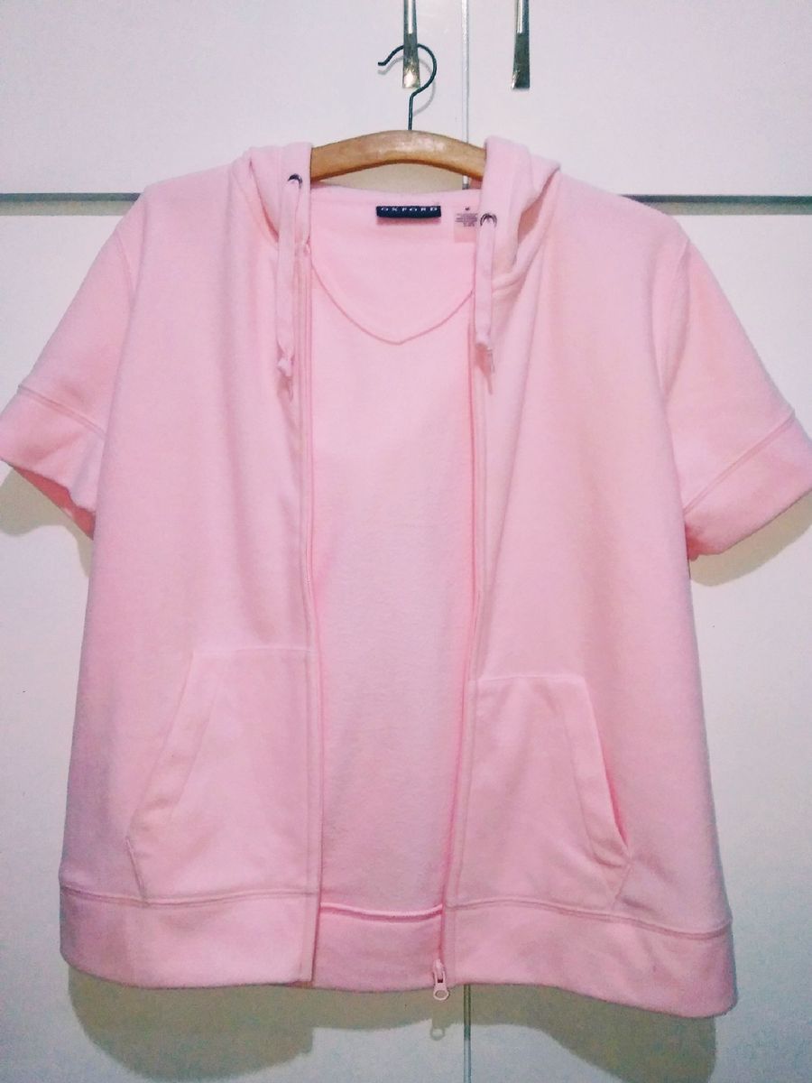 Moletom Manga Curta Rosa | Blusa Feminina Oxford-America Nunca Usado 39175652 | enjoei
