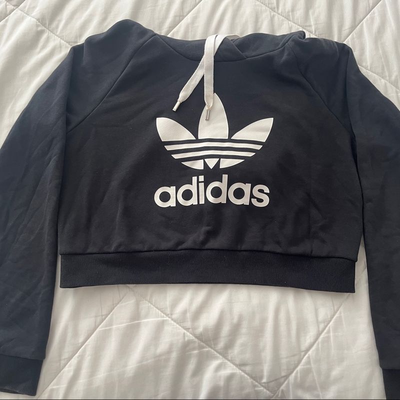 Cropped Adidas Originals Casaco Adidas Feminino Cinza Moletom