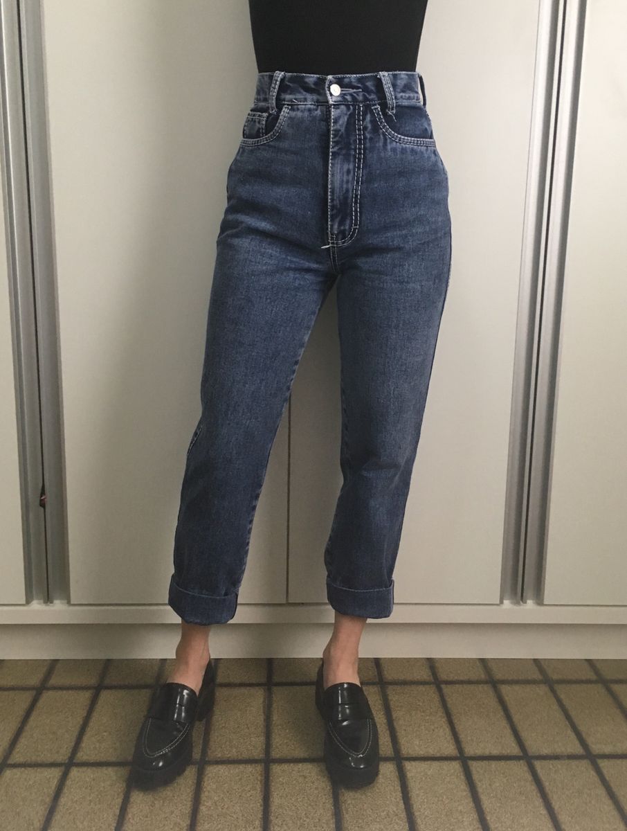 mom jeans escuro vintage - calças sem marca
