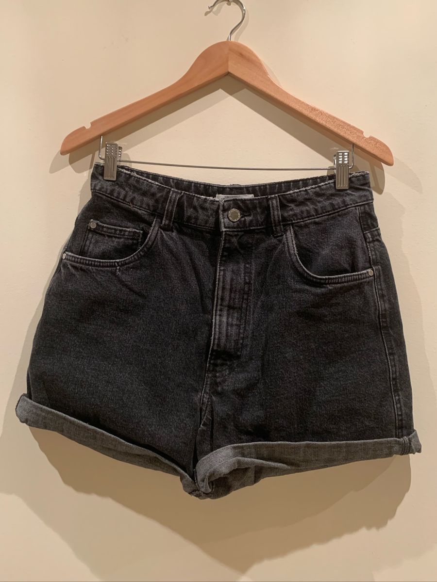 Short mom jeans store preto