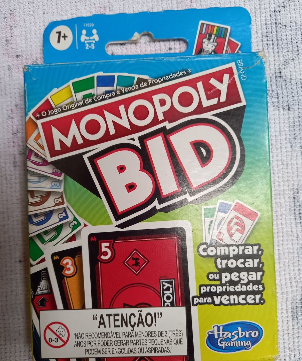 Monopoly Bid Jogo De Cartas Jogo De Tabuleiro Hasbro Nunca Usado Enjoei