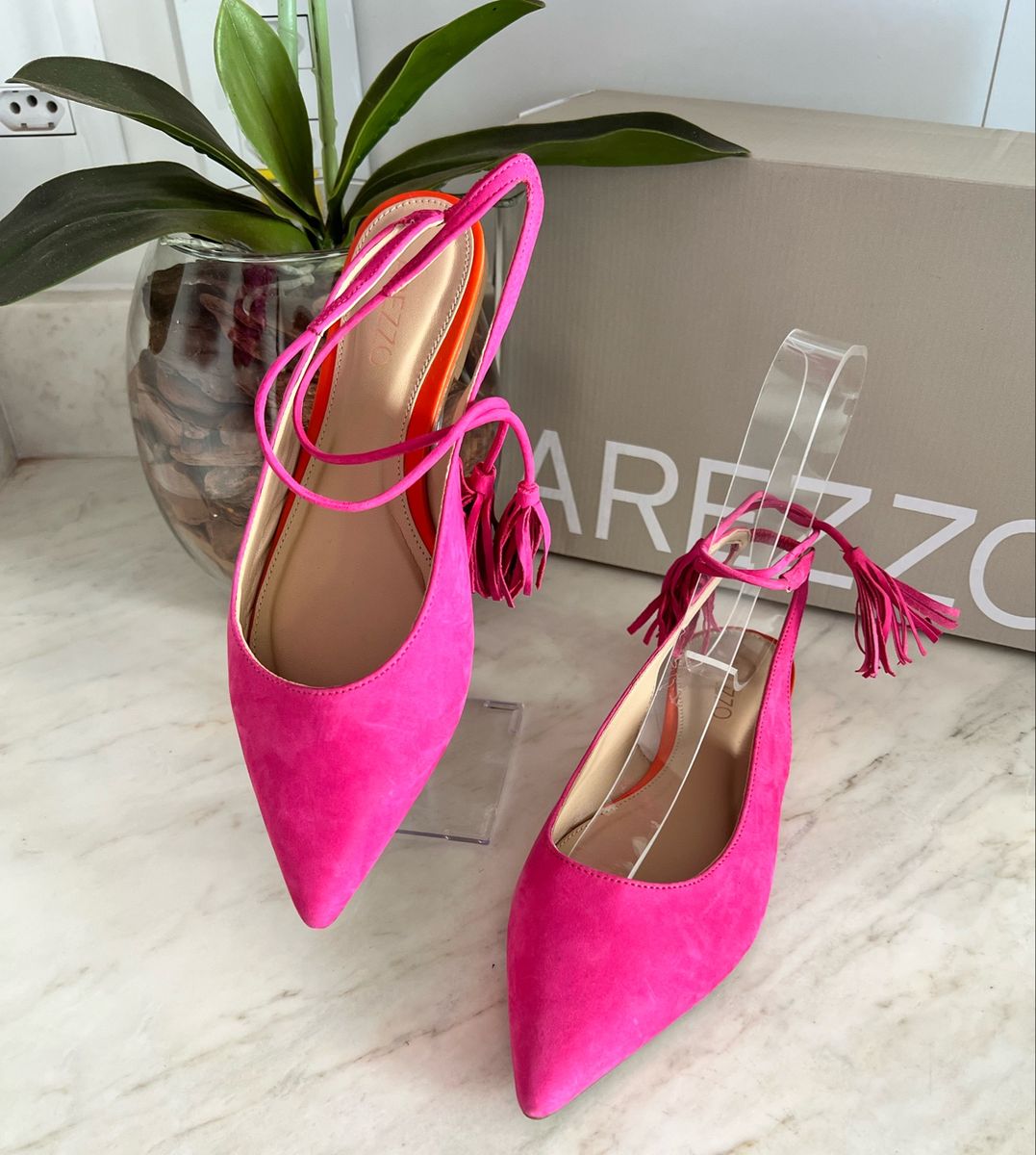 Mule Arezzo Sapatilha Bico Fino Pink Amarra o Pompom Desejo Ver o 2023 Tend ncia Sapatilha Feminina Arezzo Nunca Usado 78929547 enjoei